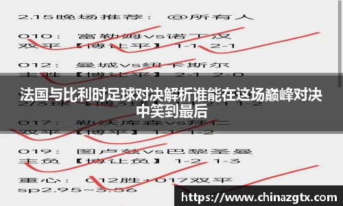 法国与比利时足球对决解析谁能在这场巅峰对决中笑到最后